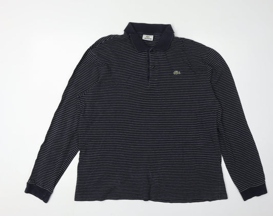Lacoste Men's Blue Striped Long-Sleeve Polo Shirt