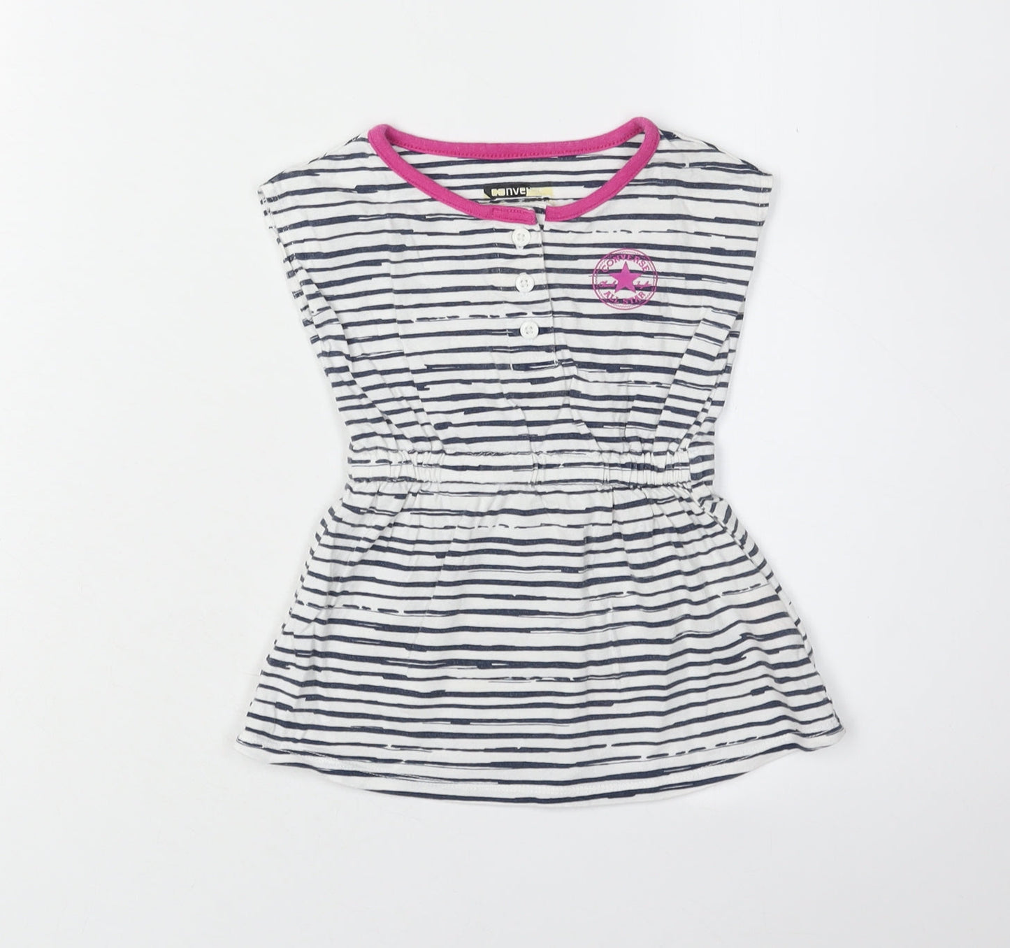 Converse Girls White Striped T-Shirt Dress 18 Months