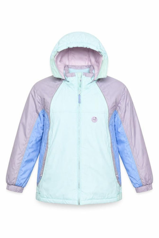 Front view of Active Club girls’ multicoloured puffer jacket, size 11