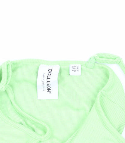 Womens UK Size 8 COLLUSION Green Camisole Tank