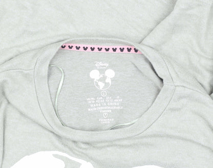 Primark Women's Grey Mickey Mouse Cropped T-Shirt L