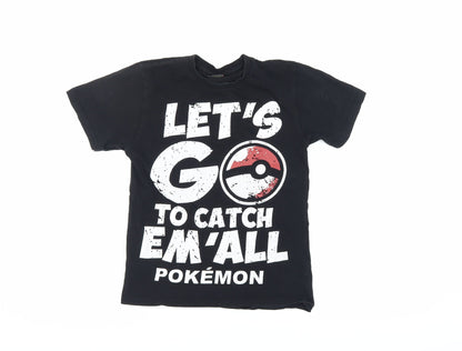 Energie Boys Black Pokémon T-Shirt, Size S - Fun Graphic Tee
