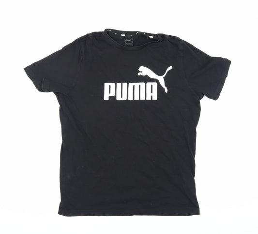 Puma Men's Black Sports T-Shirt, Medium, Crew Neck
