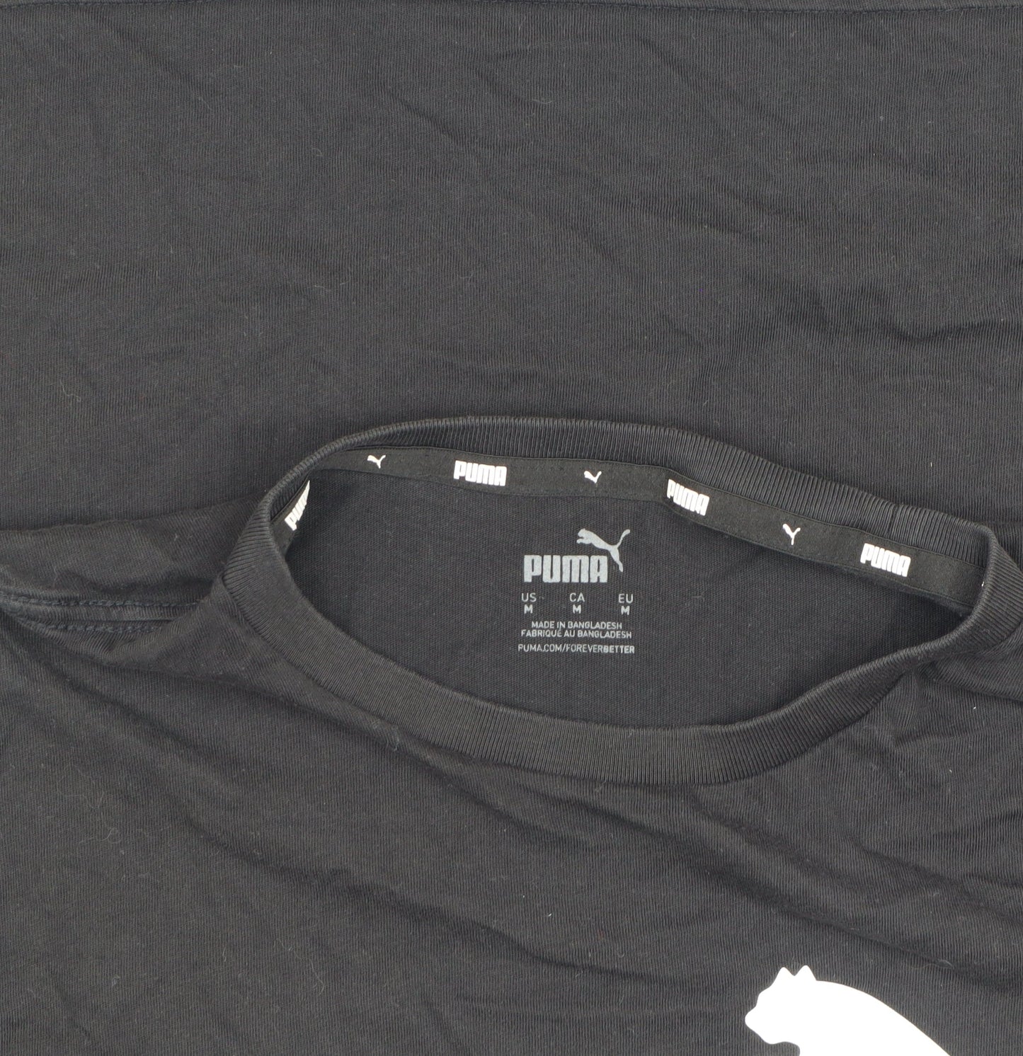 Puma Men's Black Sports T-Shirt, Medium, Crew Neck