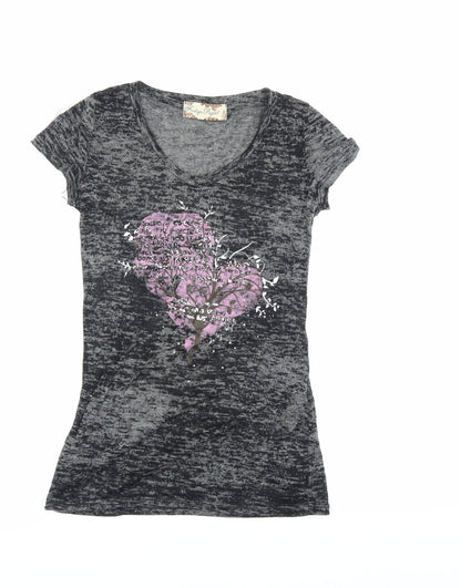 Fridays Project Women Black V-Neck Slim T-Shirt Size S