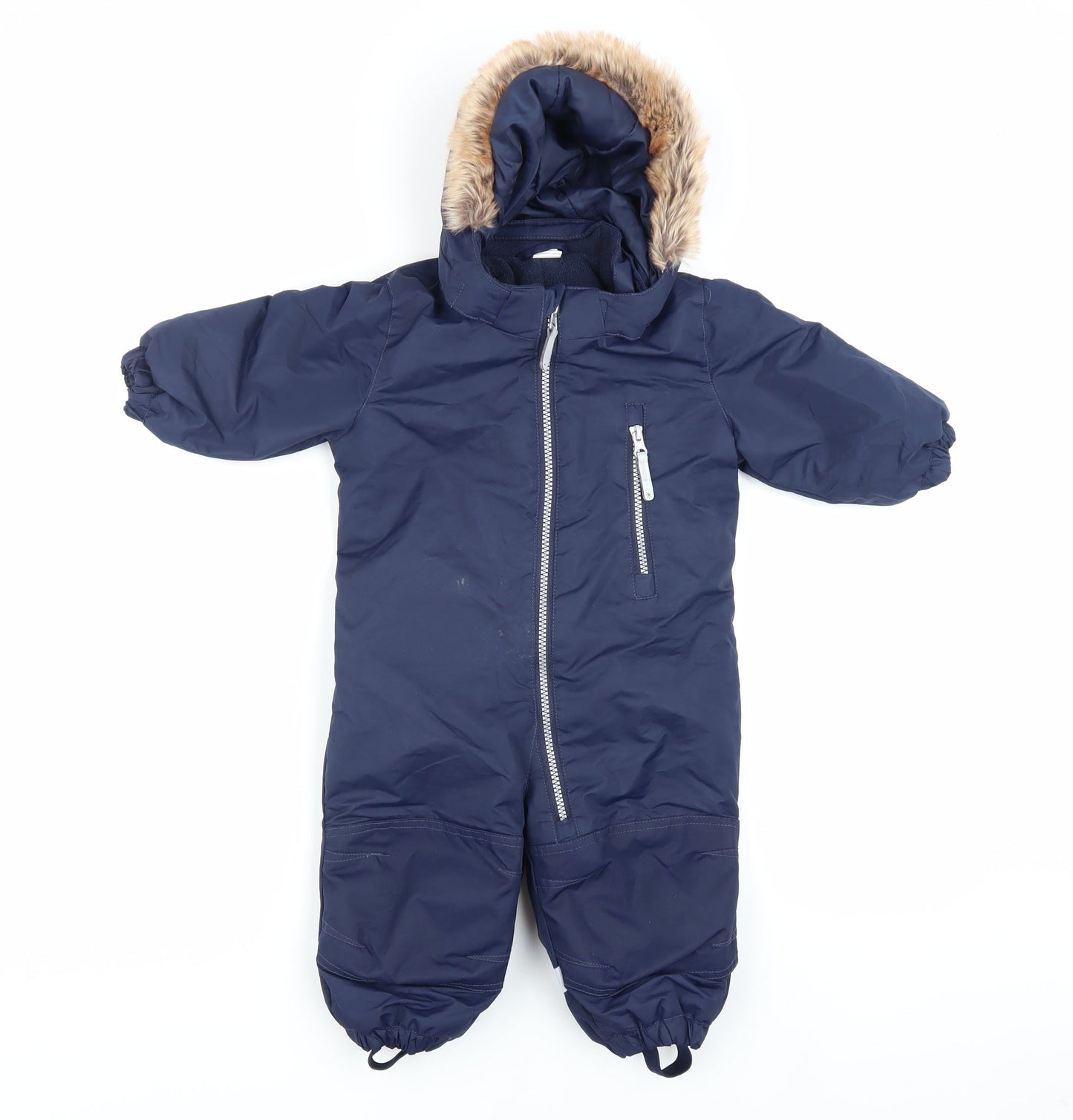 H&M Blue Unisex Baby Snowsuit 6-9 Months Hooded Winter