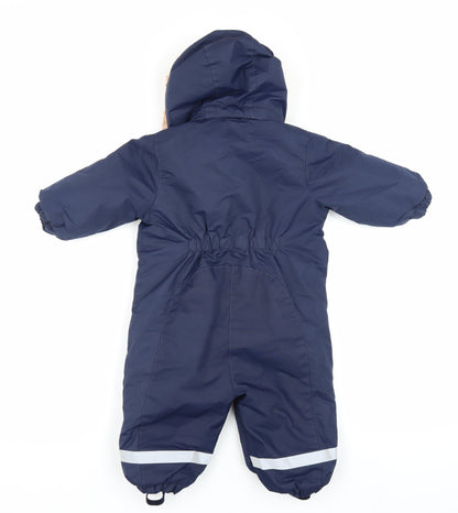 H&M Blue Unisex Baby Snowsuit 6-9 Months Hooded Winter