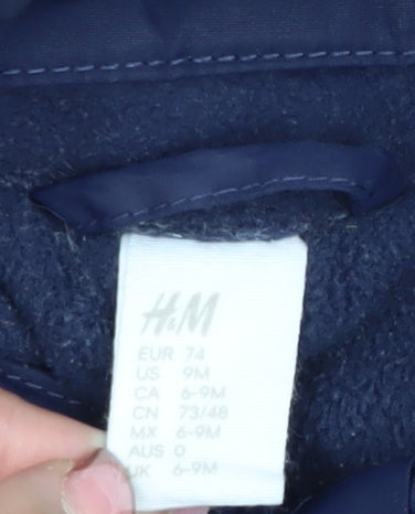 H&M Blue Unisex Baby Snowsuit 6-9 Months Hooded Winter