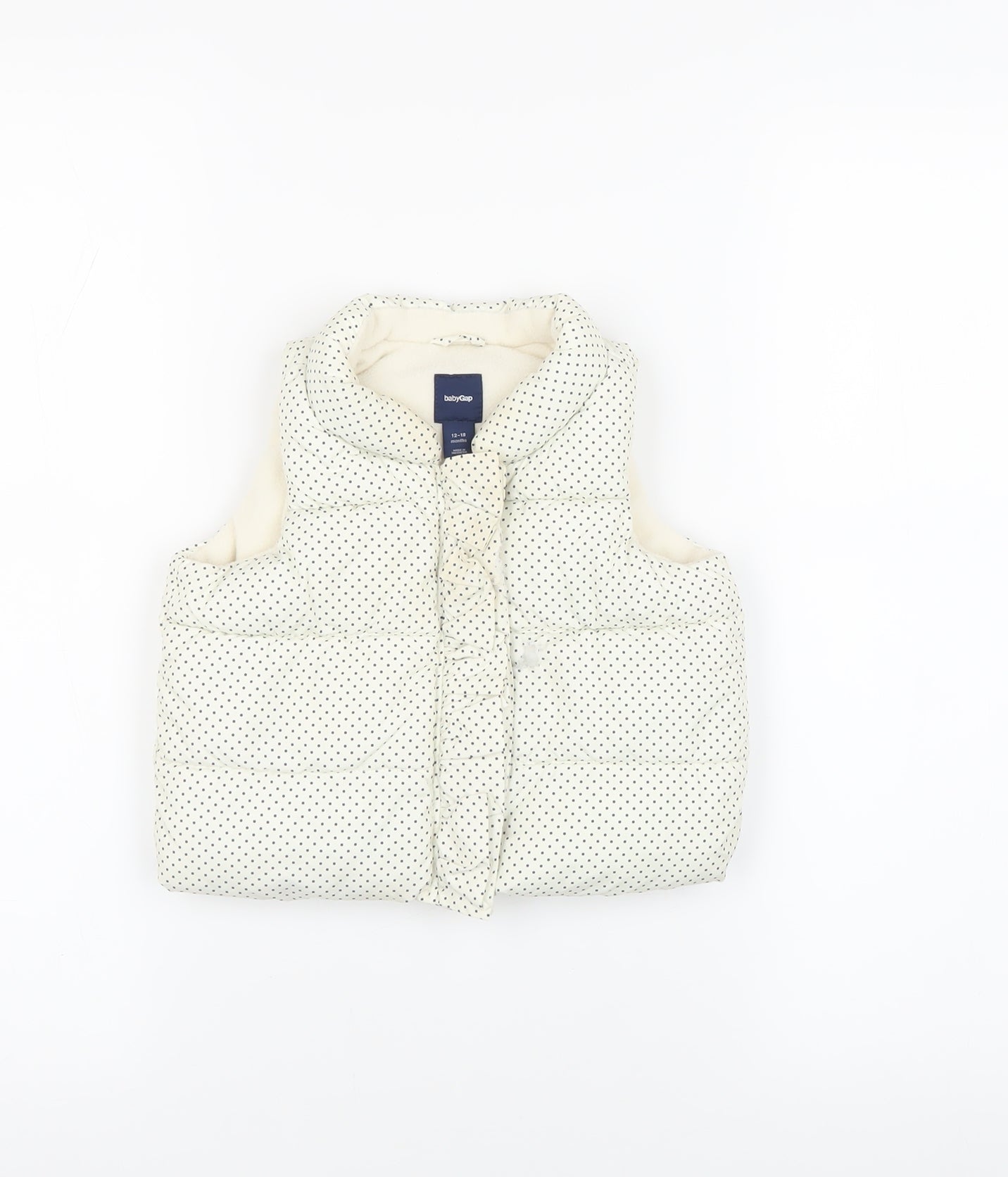 Gap Unisex Baby Puffer Jacket 12-18 Months White Polka Dot