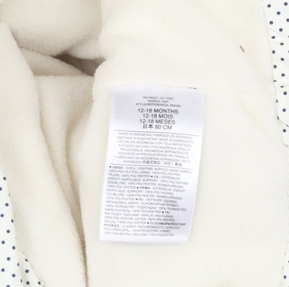 Gap Unisex Baby Puffer Jacket 12-18 Months White Polka Dot