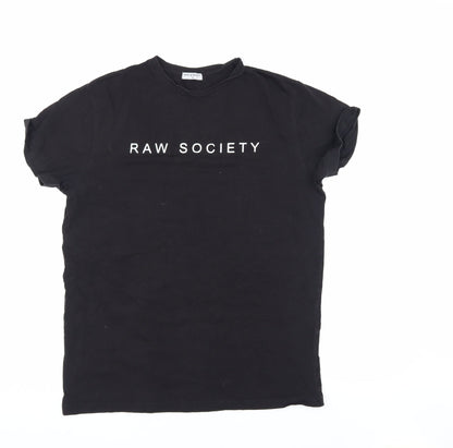 Raw Society Men's Black M T-Shirt Logo Design