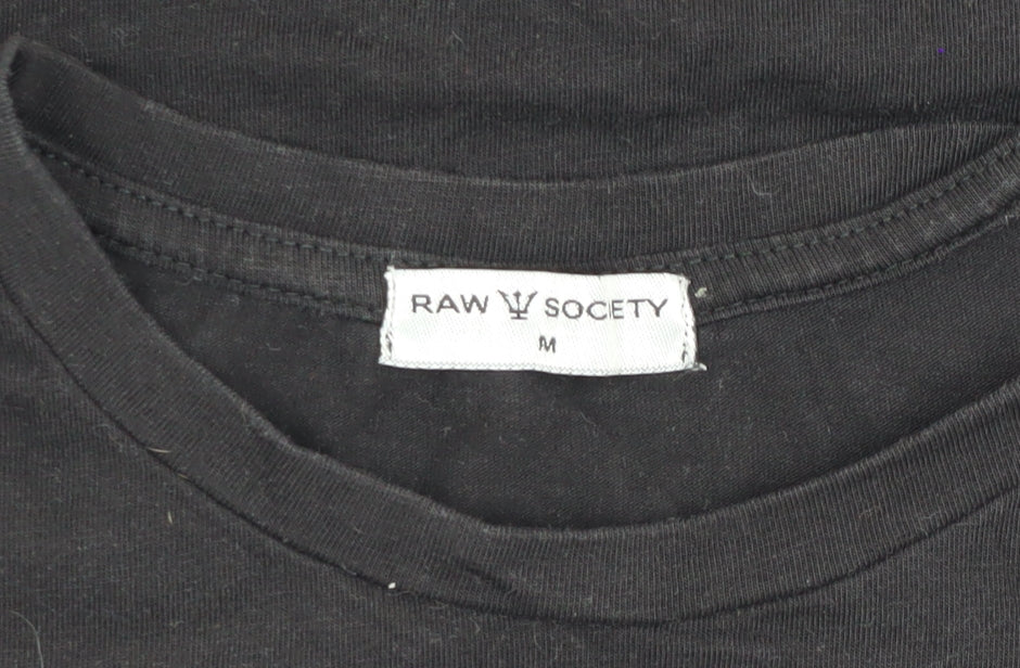 Raw Society Men's Black M T-Shirt Logo Design