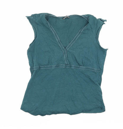 Mexx Women's Green Cotton V-Neck Tank Top XL