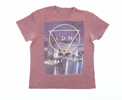 River Island Men's Red L Graphic City T-Shirt