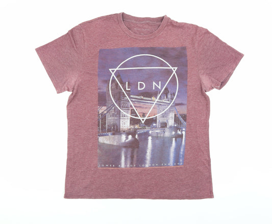 River Island Men's Red L Graphic City T-Shirt