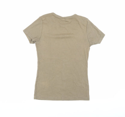 Womens UK Size M H&M Beige Basic T-Shirt
