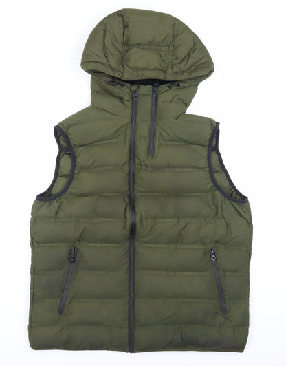 Zara Man Green XL Puffer Waistcoat for Men
