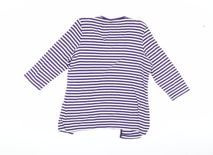 Women's Purple Striped 3/4 Sleeve Cardigan - Special Collection