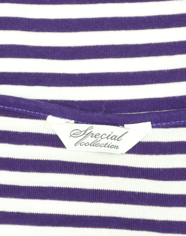 Women's Purple Striped 3/4 Sleeve Cardigan - Special Collection