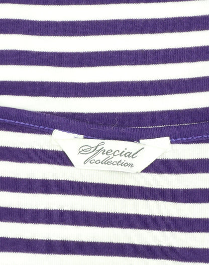 Women's Purple Striped 3/4 Sleeve Cardigan - Special Collection