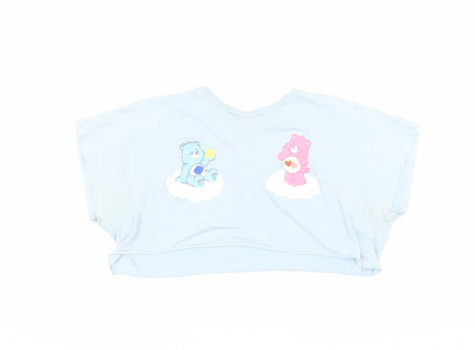 Bershka Care Bears Blue Cropped T-Shirt, Size L