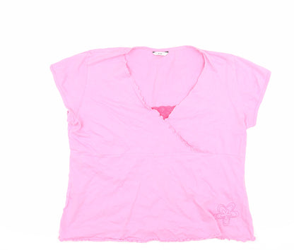 Womens UK Size 1820 E-vie Pink Wrap T-Shirt