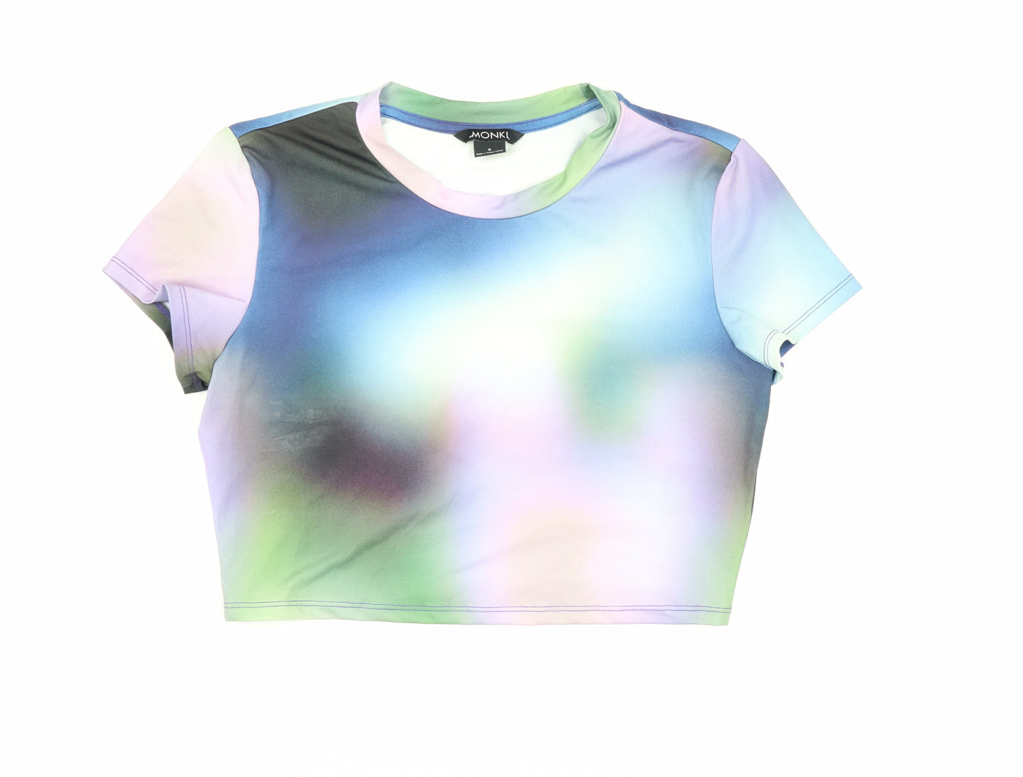 Womens UK Size S Monki Multicoloured Cropped T-Shirt