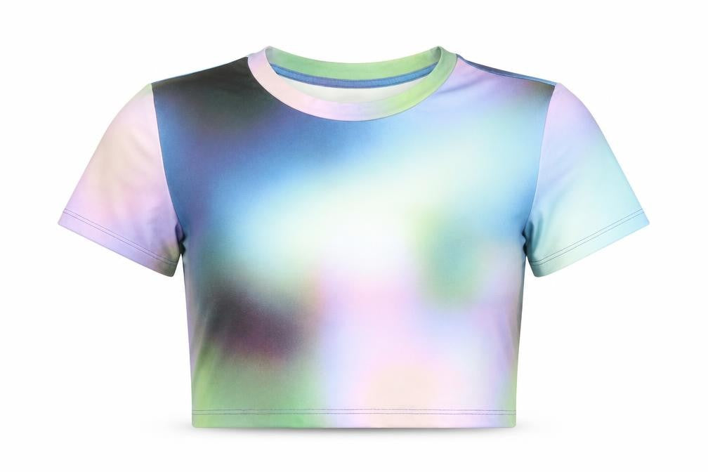 Womens UK Size S Monki Multicoloured Cropped T-Shirt