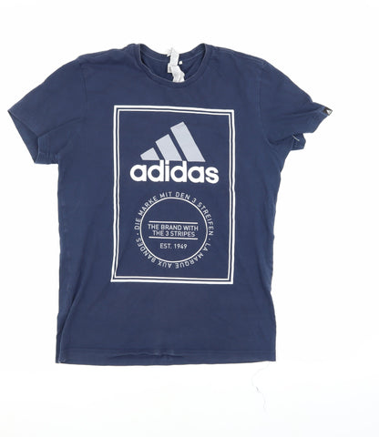 Adidas Blue Men's T-Shirt, Size S, Logo, Casual Sport Wear
