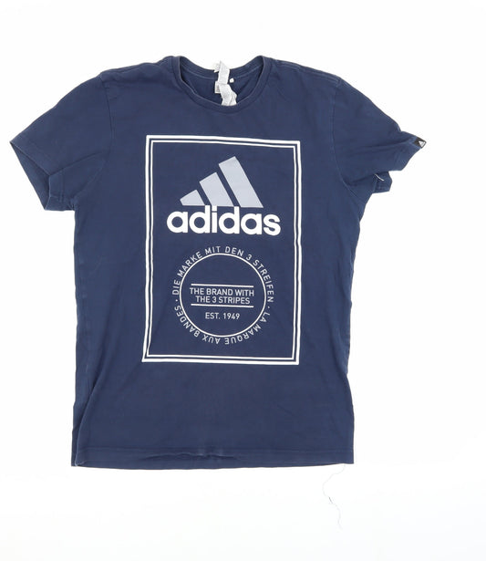 Adidas Blue Men's T-Shirt, Size S, Logo, Casual Sport Wear