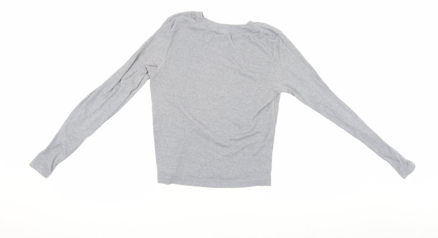 Womens UK Size XS H&M Grey Basic T-Shirt