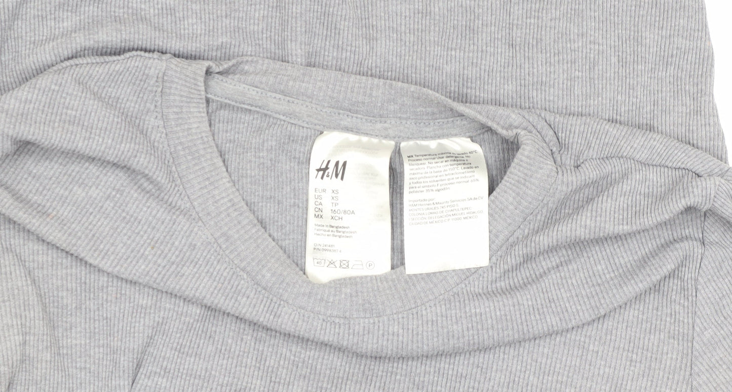 Womens UK Size XS H&M Grey Basic T-Shirt