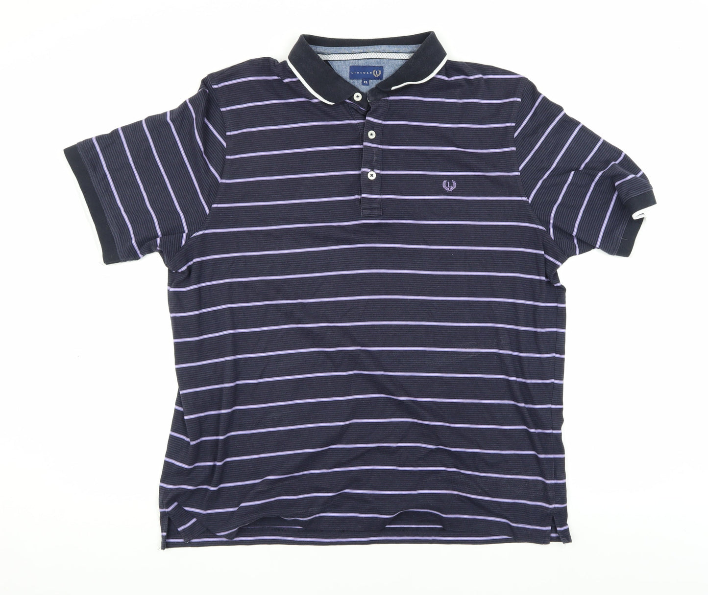 Lincoln Men's XL Black Striped Polo Shirt