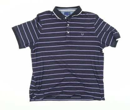 Lincoln Men's XL Black Striped Polo Shirt