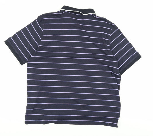 Lincoln Men's XL Black Striped Polo Shirt