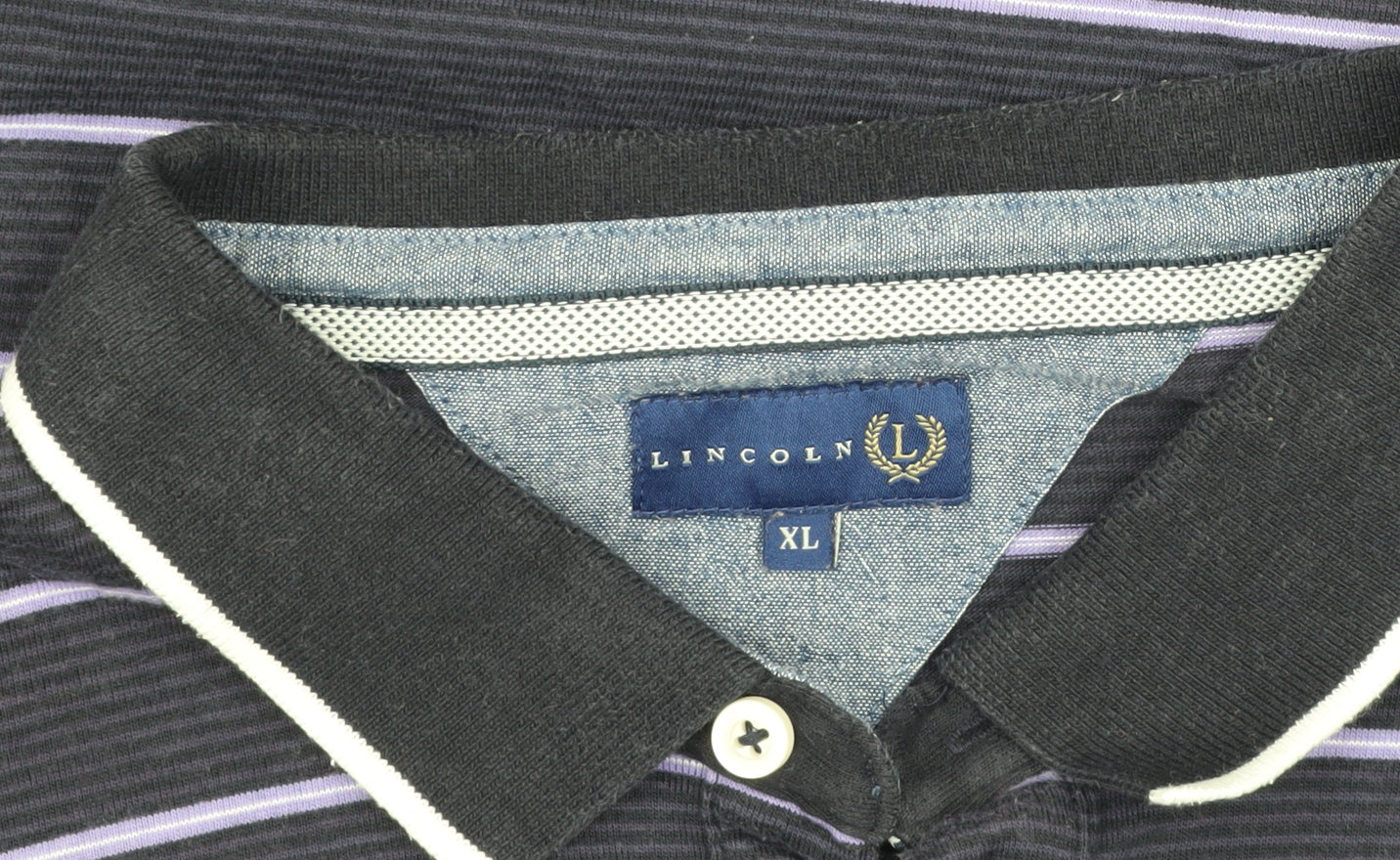 Lincoln Men's XL Black Striped Polo Shirt