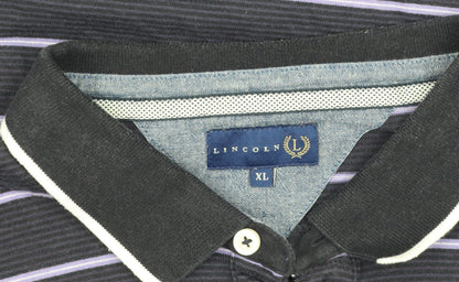 Lincoln Men's XL Black Striped Polo Shirt