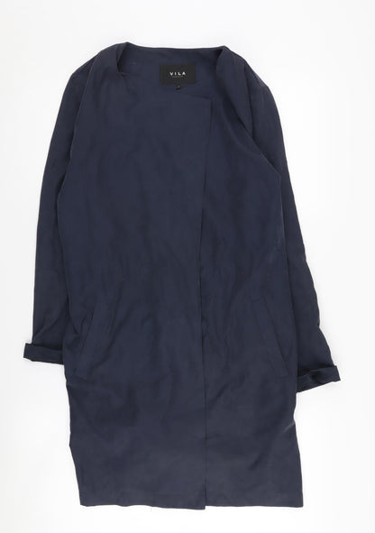 Womens UK Size S VILA Blue Trench Coat