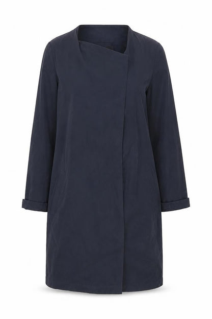 VILA Women's Blue Belted Trench Coat Size S