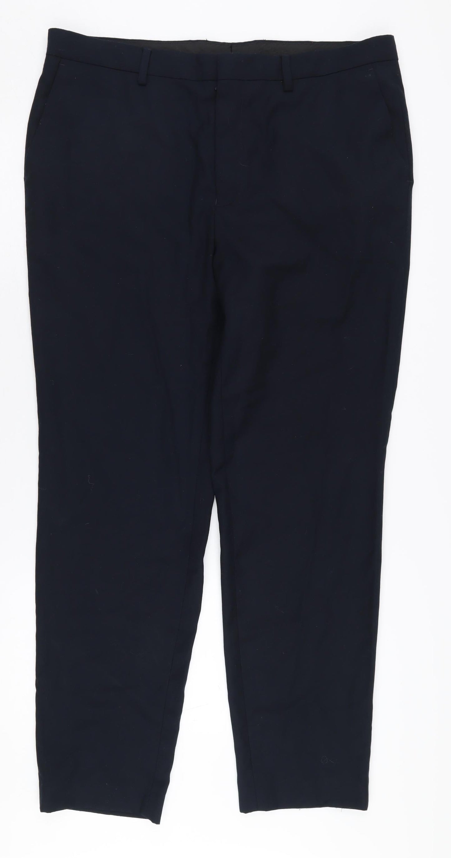 Topman Men's Blue Regular Fit Trousers, Size 36R