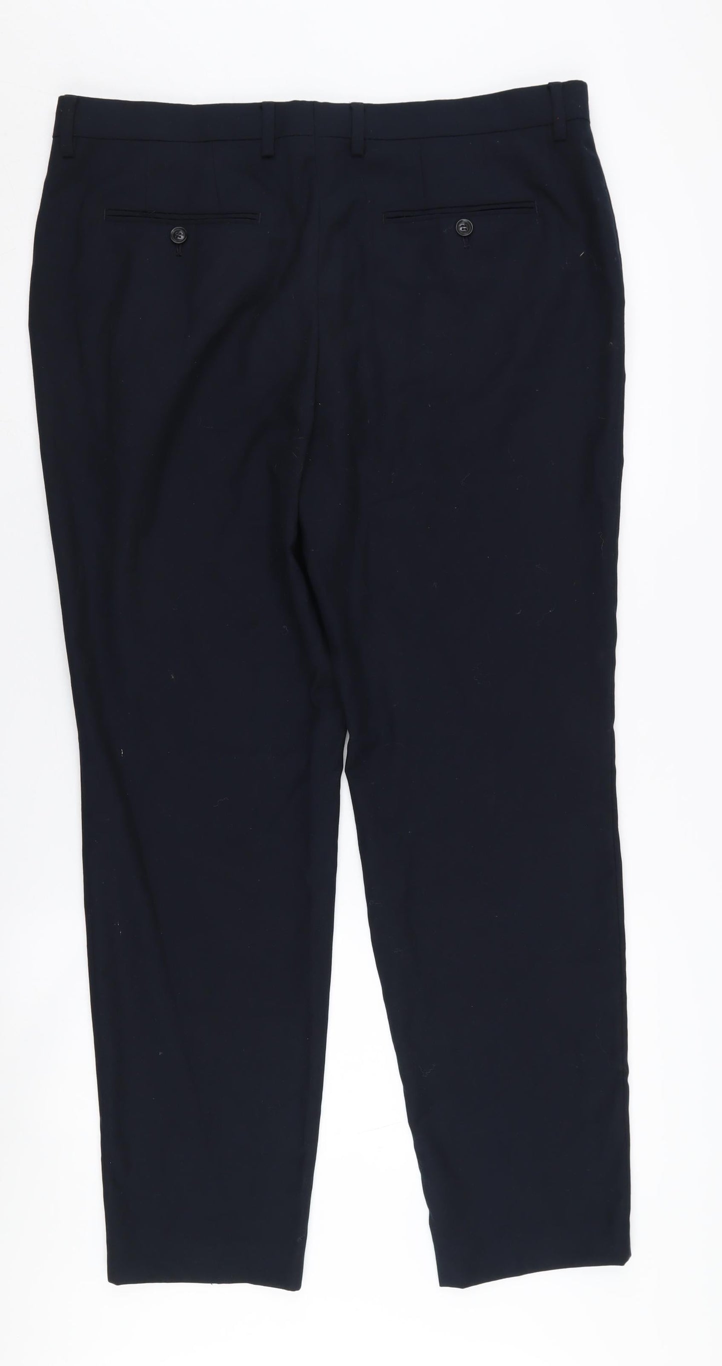 Topman Men's Blue Regular Fit Trousers, Size 36R
