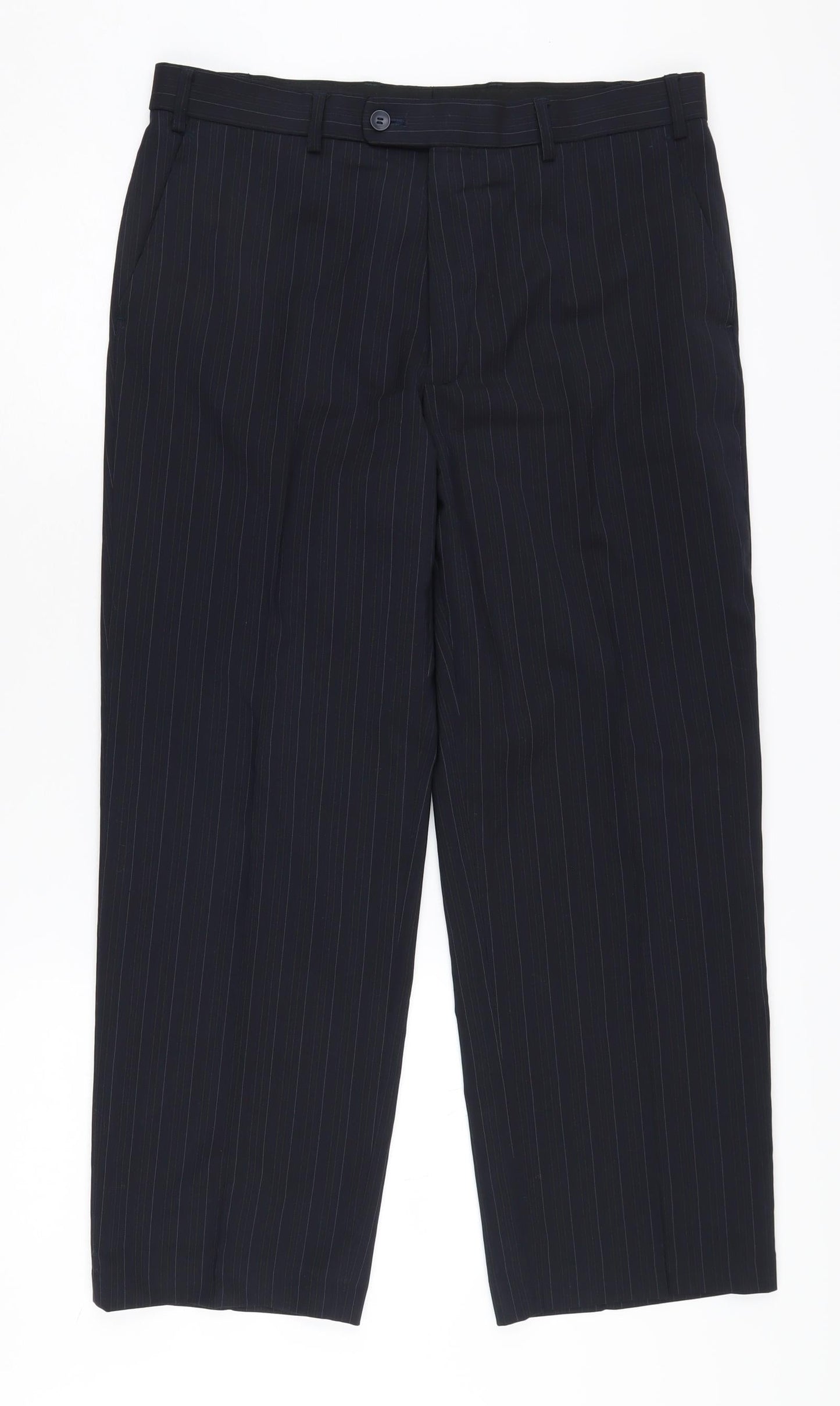 Brook Taverner Men's Black Striped Formal Trousers