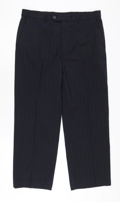 Brook Taverner Men's Black Striped Formal Trousers