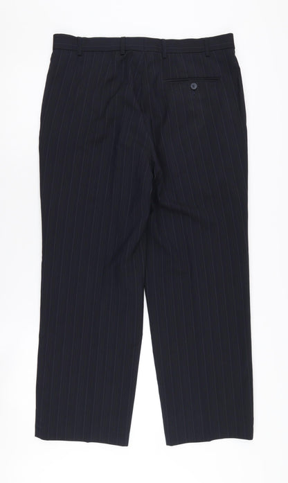 Brook Taverner Men's Black Striped Formal Trousers