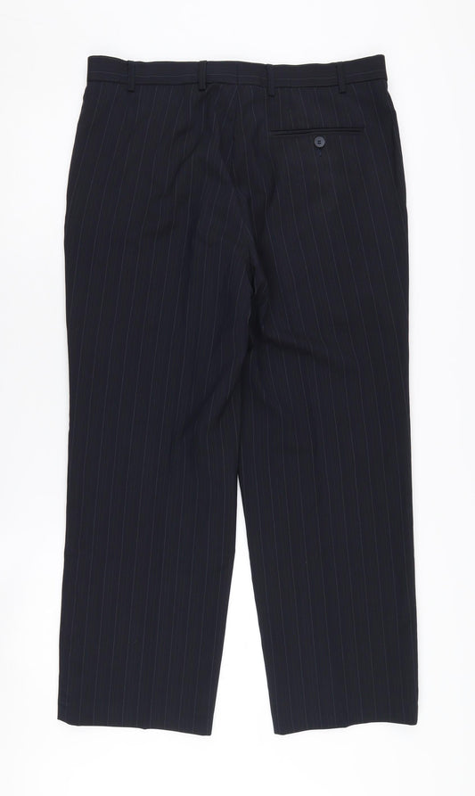 Brook Taverner Men's Black Striped Formal Trousers
