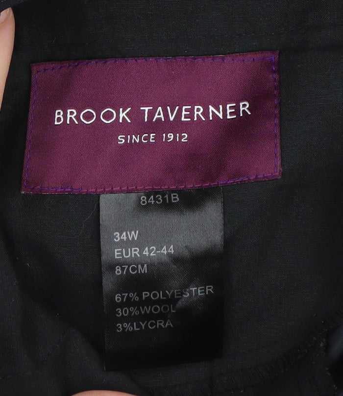 Brook Taverner Men's Black Striped Formal Trousers