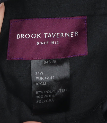 Brook Taverner Men's Black Striped Formal Trousers