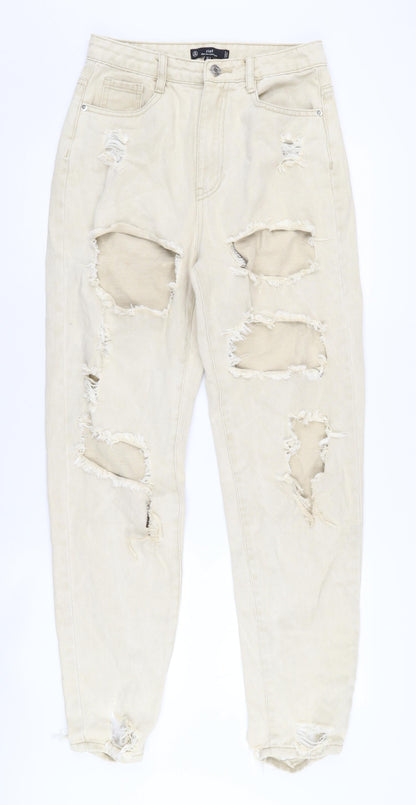 Riot Women's Beige High-Rise Mom Jeans, Size M