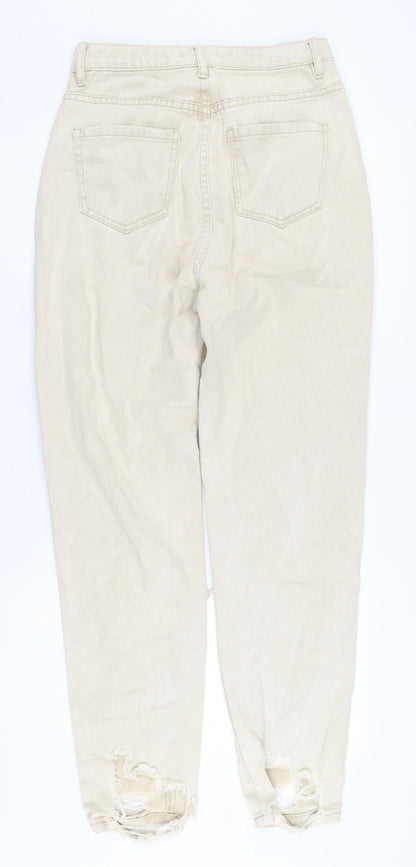 Riot Women's Beige High-Rise Mom Jeans, Size M