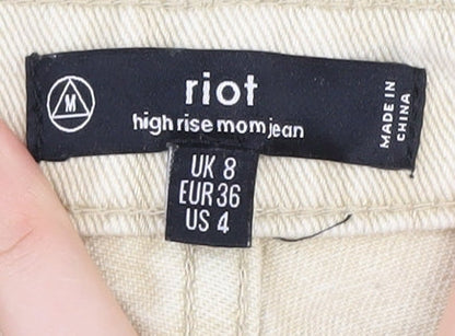 Riot Women's Beige High-Rise Mom Jeans, Size M